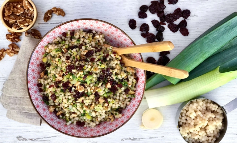 pearl couscous with leeks