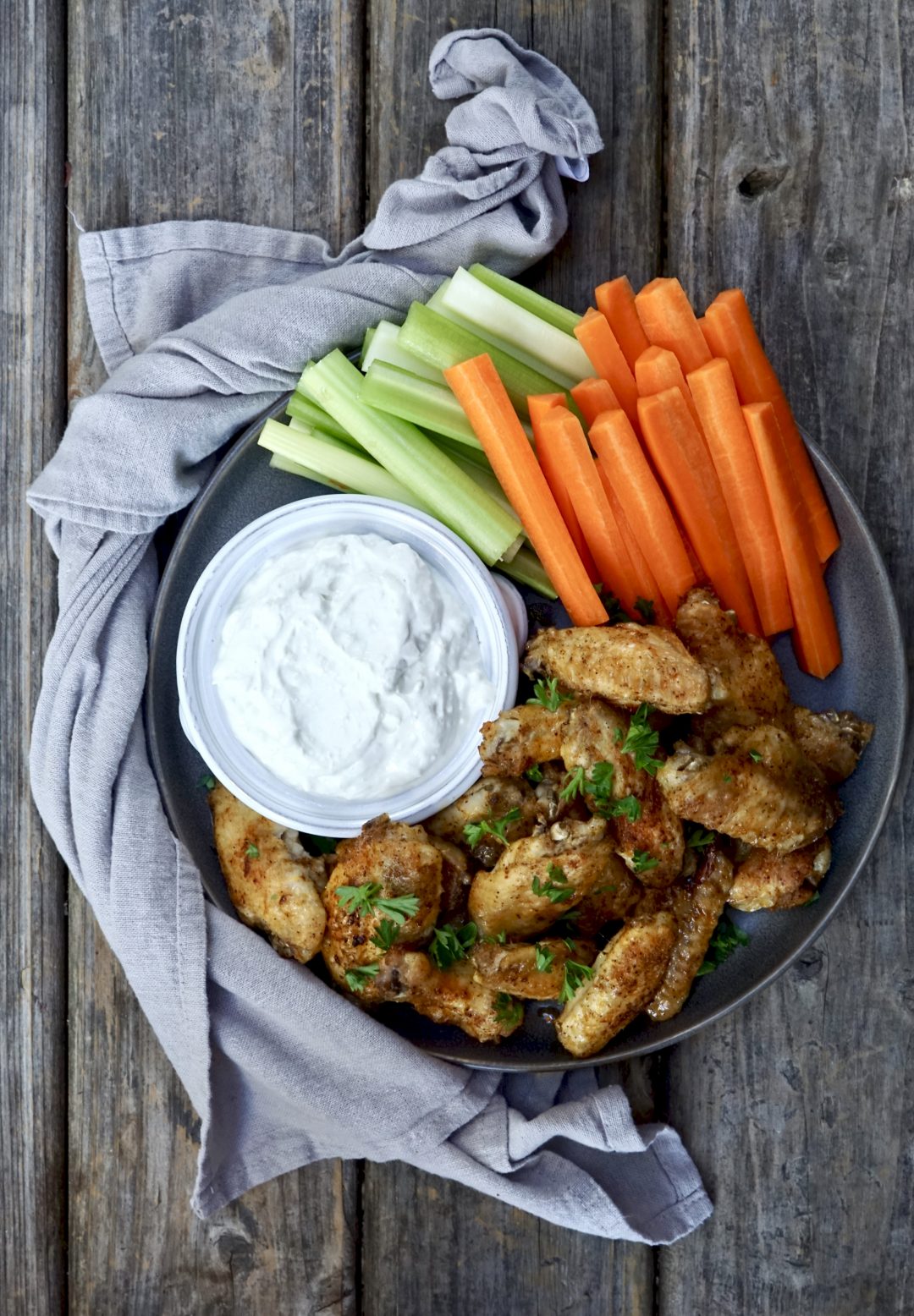 Baked Chicken Wings + Blue Cheese Dip