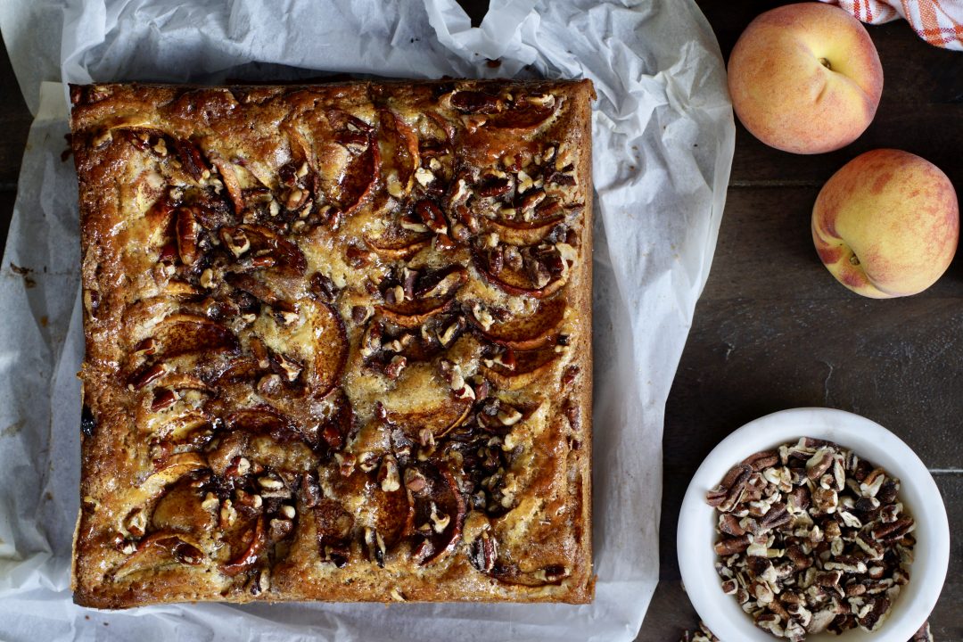 Peach-Pecan Snacking Cake – SIMMER + SAUCE