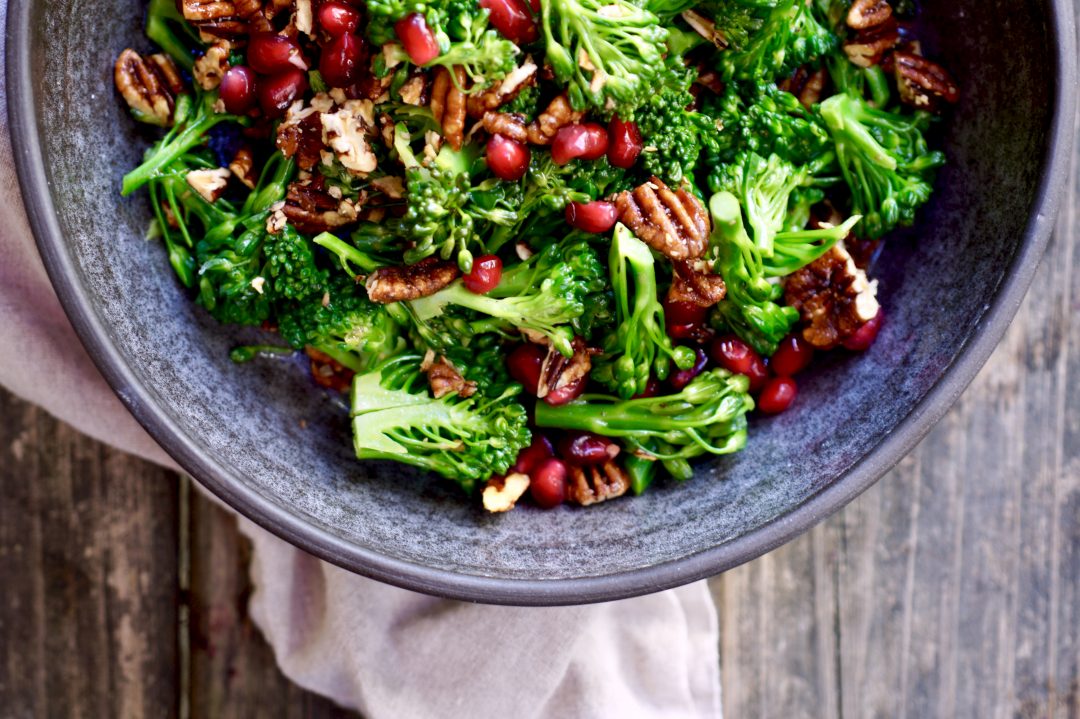 broccolini with candied pecans