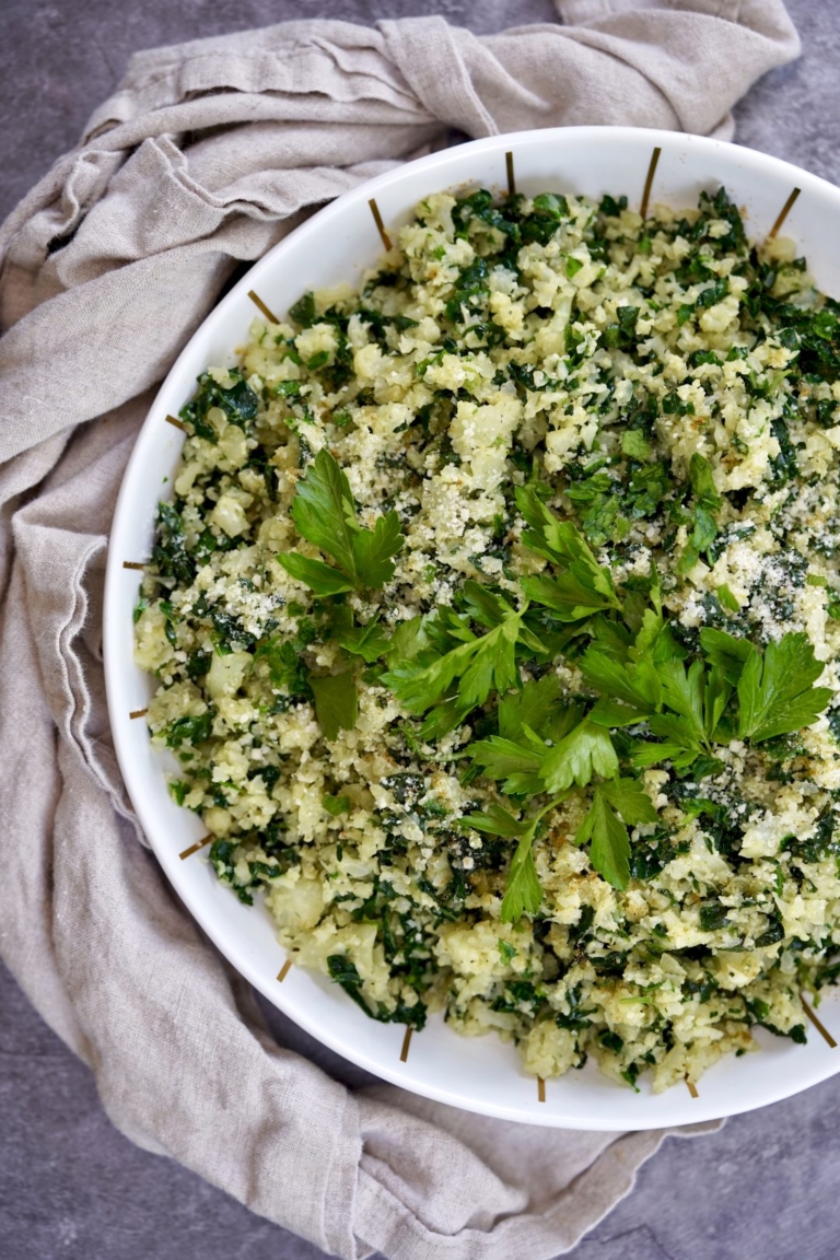 garlic kale cauliflower rice