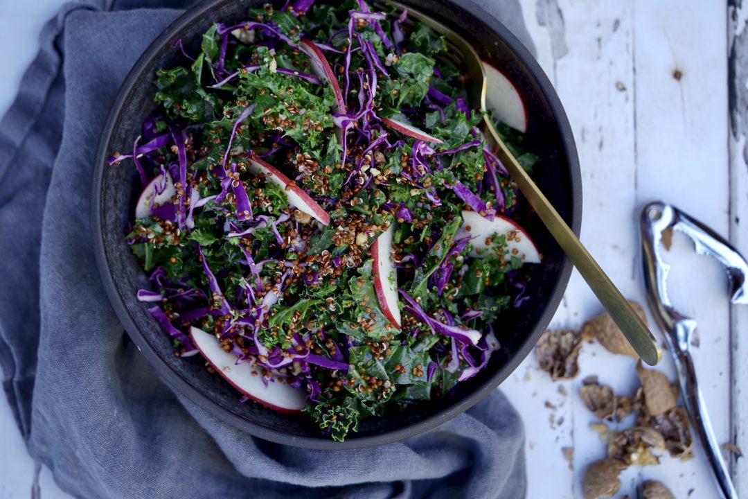 Cabbage And Kale Slaw With Walnut Vinaigrette