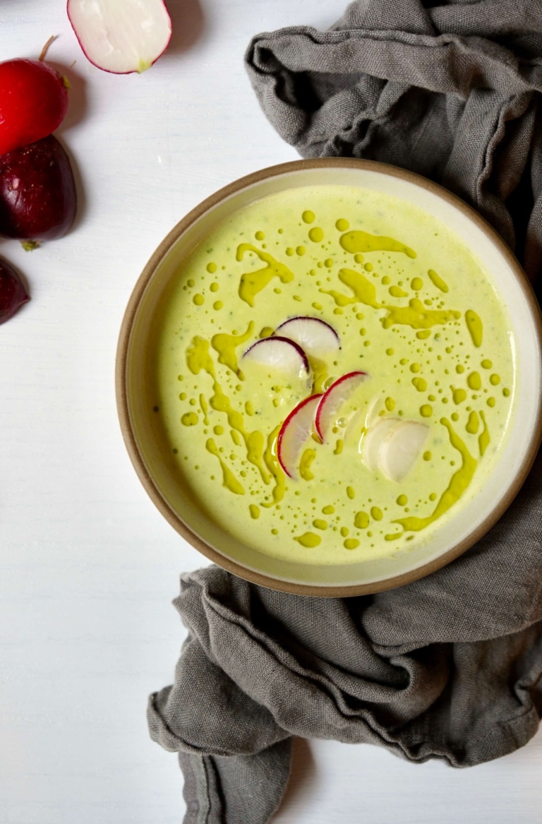 chilled corn and basil soup