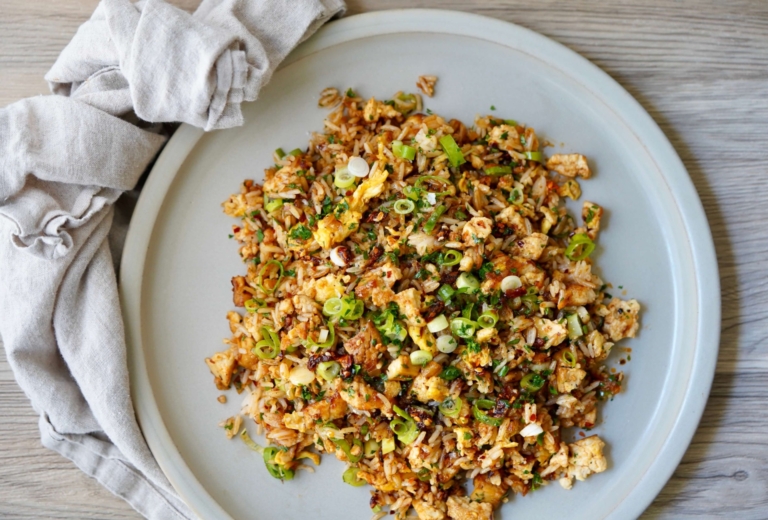 tofu chile crisp rice