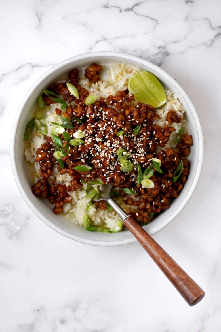 tempeh with coconut-lime rice